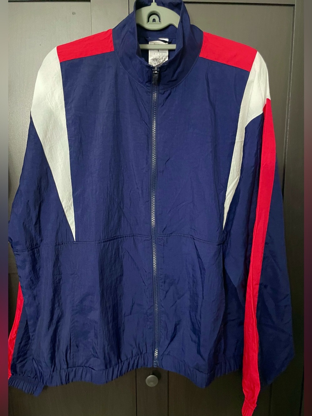 Reebok ~ Navy, Red & White Retro Style Windbreaker Jacket - L